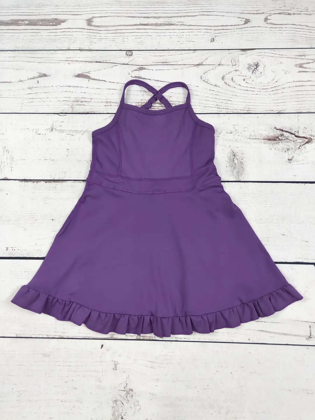 Purple Girls Athletic Dress with Ruffle – KBM Designs Purple Girls Athletic Dress with Ruffle – KBM Designs