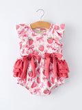 Rylee Faith Designs Summer Strawberry Bow Baby Girl Romper