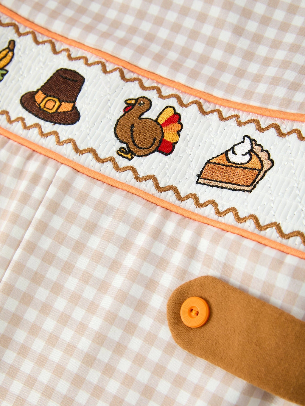 Thanksgiving Gingham Embroidered JonJon