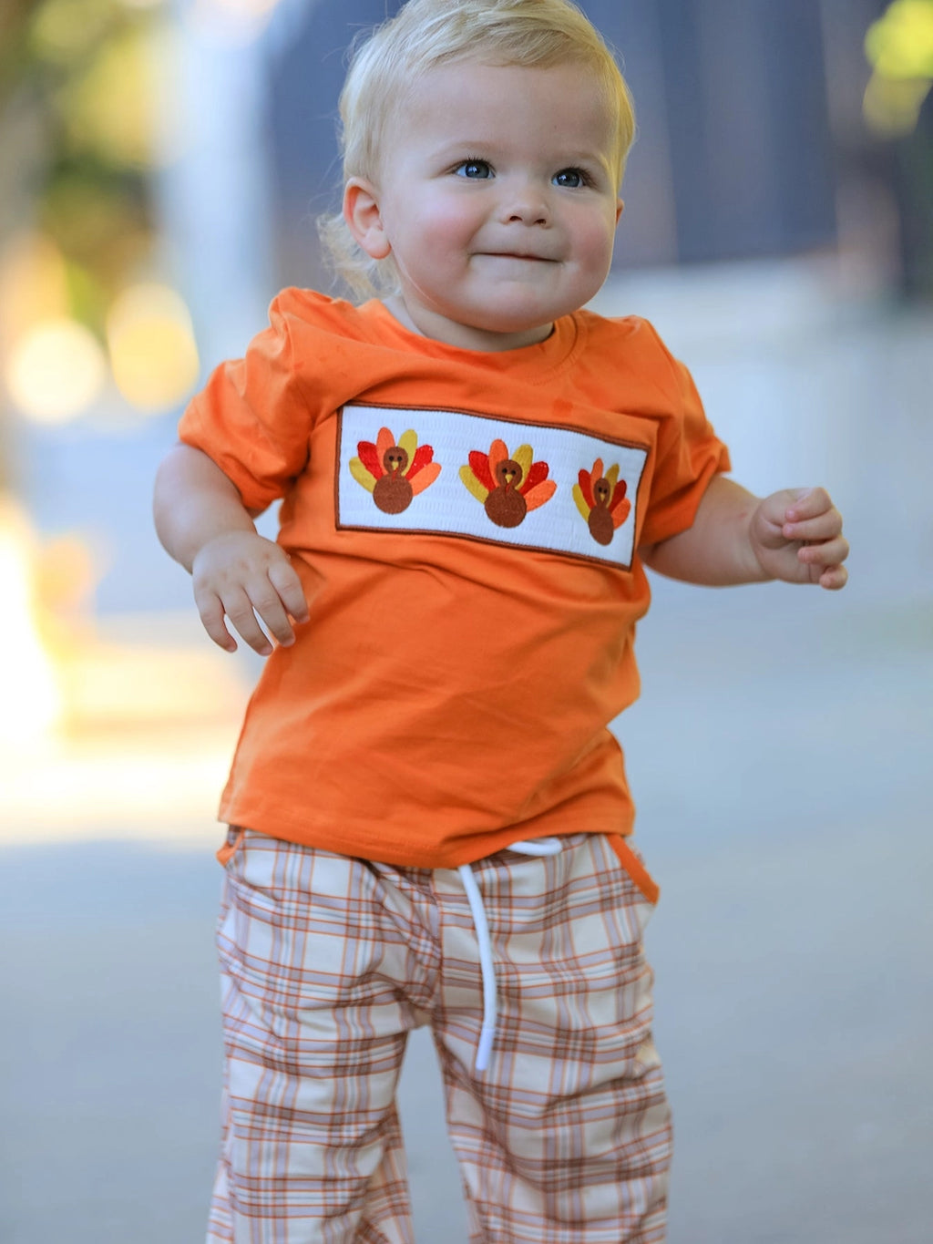 Turkey Plaid Boys Pants Set