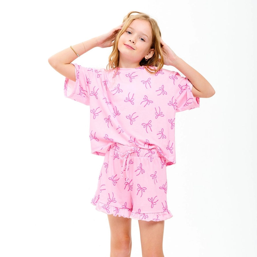 Ribbon Print Top and Shorts Set