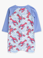 Rugged Butts Baby Boys Blue Lobster Lagoon Long Sleeve One Piece Rash Guard Swimsuit