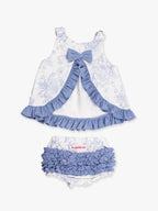 Ruffle Butts Baby Girls Periwinkle Butterfly Garden Knit Swing Top & Bloomer Set