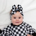Black and White Checkered Headwrap Bow