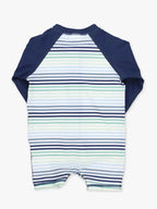 Baby Boys Coastal Stripes Long Sleeve One Piece Rash Guard Swimsuit
