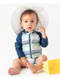 Baby Boys Coastal Stripes Long Sleeve One Piece Rash Guard Swimsuit