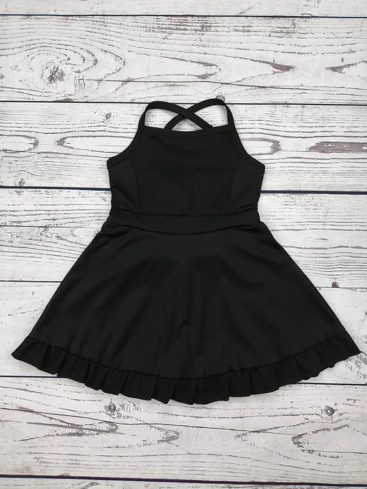 Black Girls Athletic Dress with Ruffle