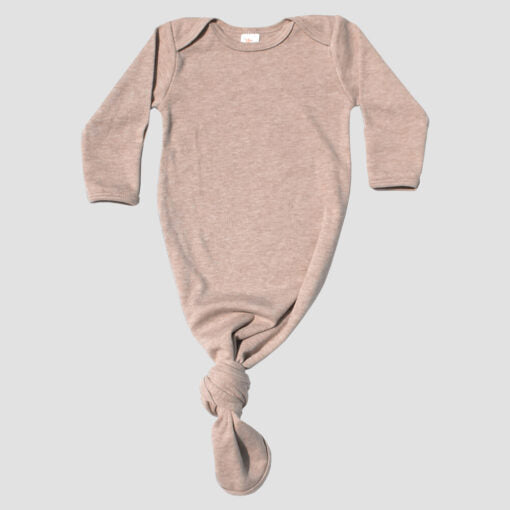 Luxe Knotted Baby Nightgown With Fold Over Mittens – Polyester Cotton Blend
