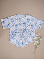Lucky Panda Shorts Set | Blue Bow