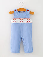 Rylee Faith Baby Boy Baseball Smocked Romper – Blue Plaid Summer Outfit