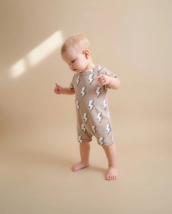 Lucky Panda Cotton Romper | Electric Beige