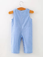 Rylee Faith Baby Boy Baseball Smocked Romper – Blue Plaid Summer Outfit