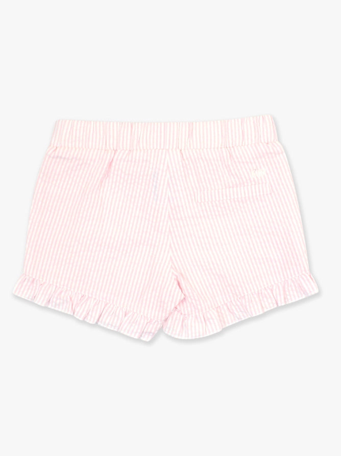 Ruffle Butts Toddler Girls Pink Seersucker Ruffle Trim Woven Shorts