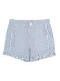 Ruffle Butts Girls Blue Seersucker Ruffle Trim Woven Shorts