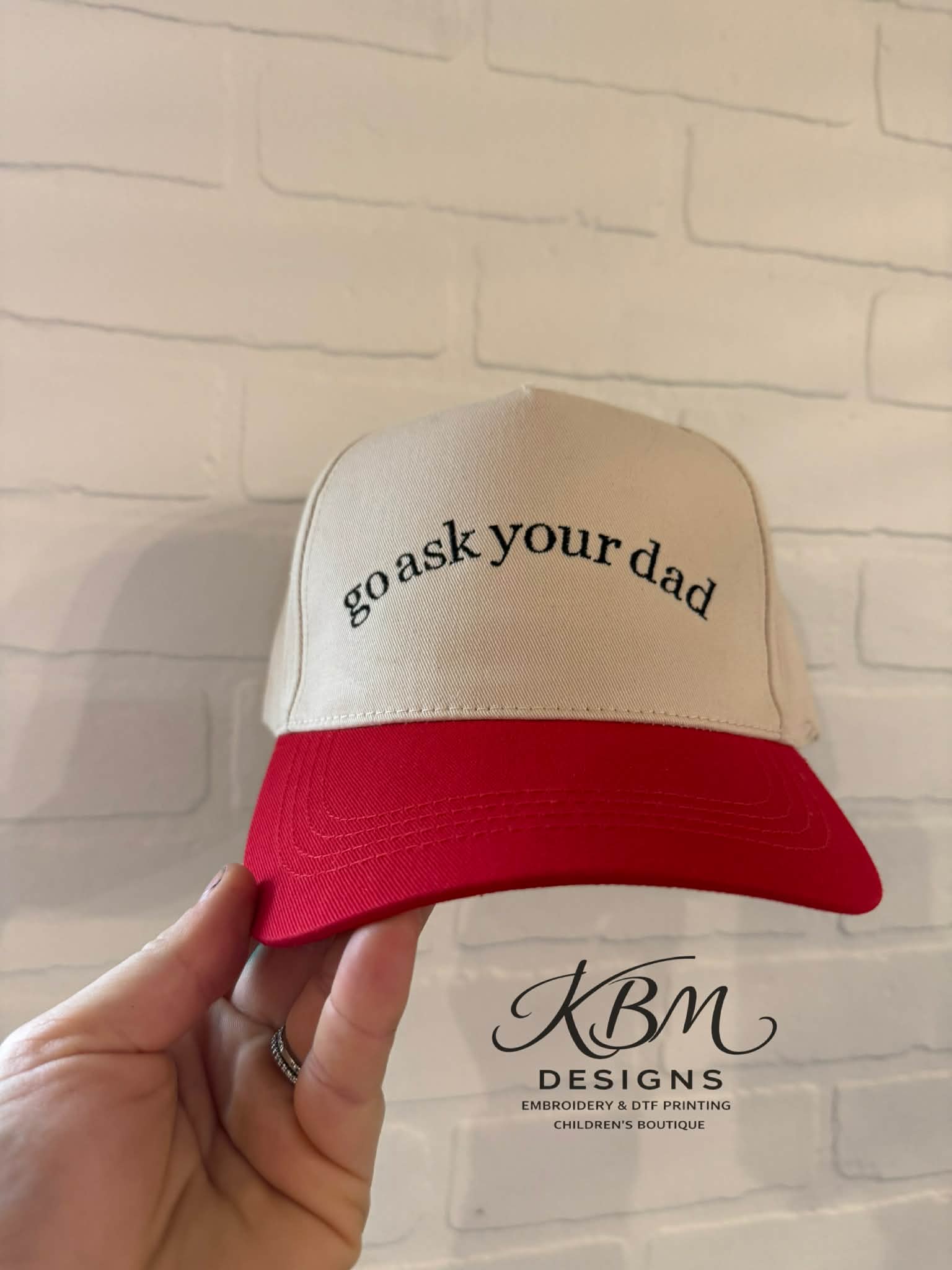Red Go Ask Your Dad Embroidered Hat