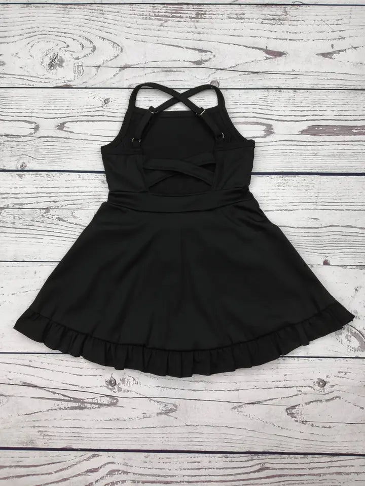 Black Girls Athletic Dress with Ruffle