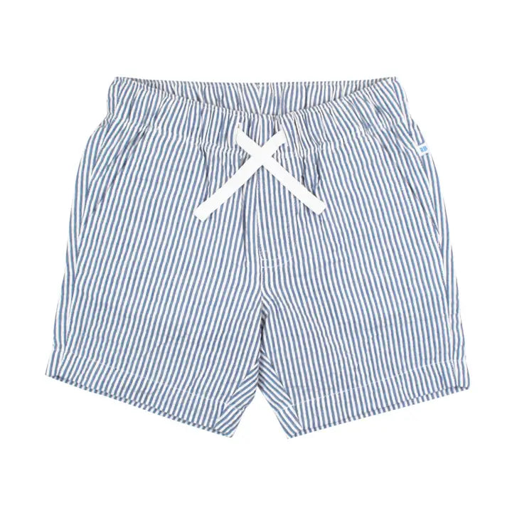 Rugged Butts Boys Blue Seersucker Pull-On Shorts