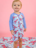 Rugged Butts Baby Boys Blue Lobster Lagoon Long Sleeve One Piece Rash Guard Swimsuit