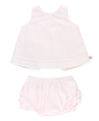 Ruffle Butts Baby Girls Pink Seersucker Ric Rac Swing Top & Bloomer Set