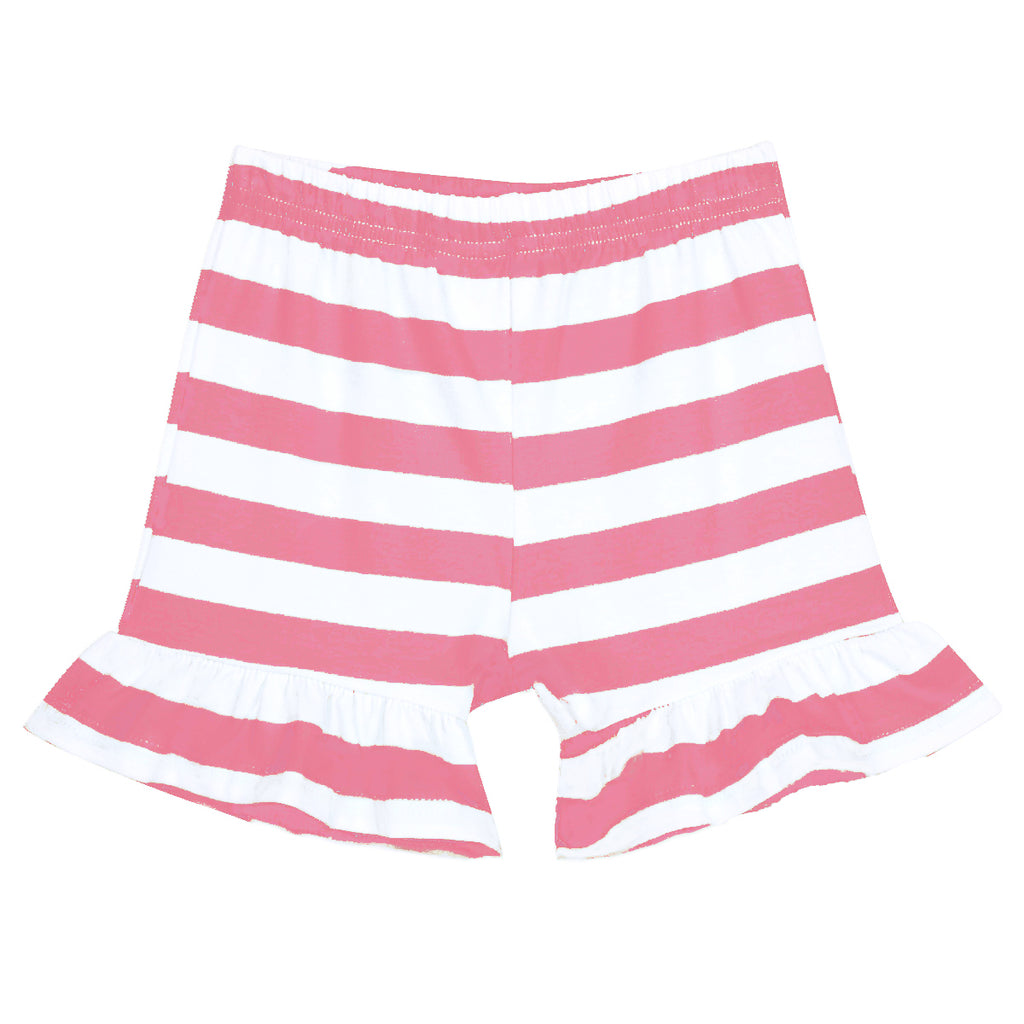 Girl's Striped Ruffle Shorts