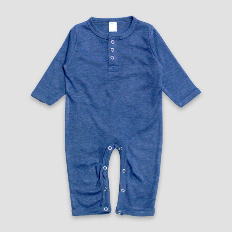 Luxe One-Piece Baby Henley PJs – Polyester Cotton Blend