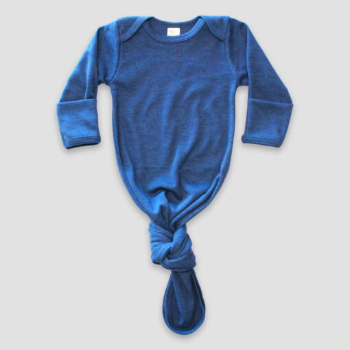 Luxe Knotted Baby Nightgown With Fold Over Mittens – Polyester Cotton Blend