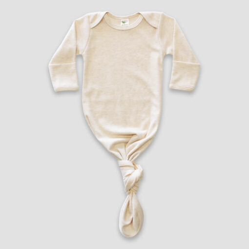 Luxe Knotted Baby Nightgown With Fold Over Mittens – Polyester Cotton Blend