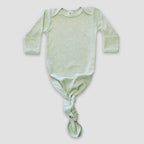 Luxe Knotted Baby Nightgown With Fold Over Mittens – Polyester Cotton Blend
