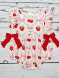 Baby Girl Bubble with Strawberry Bow Print