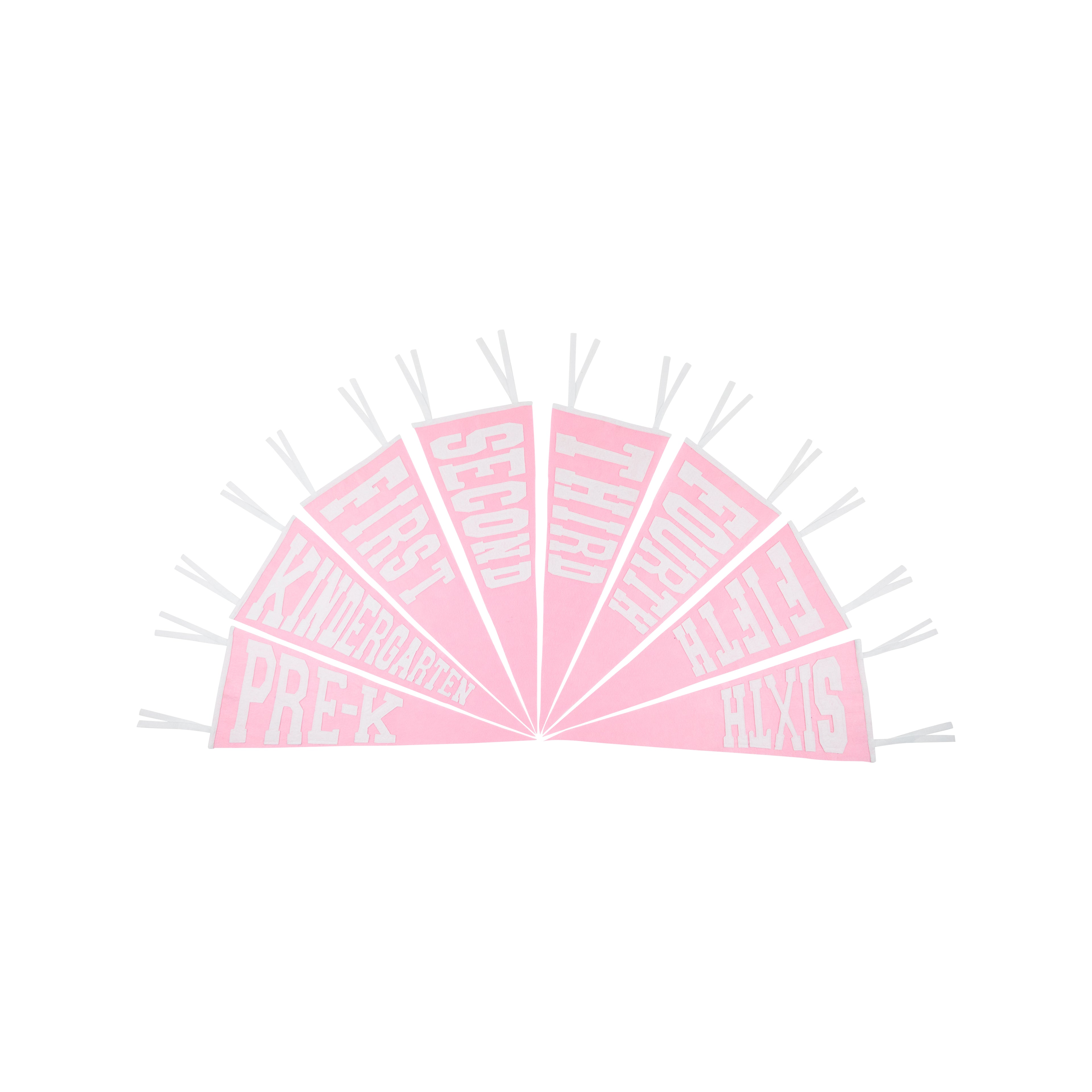 Back to School Pennants Light Pink/White