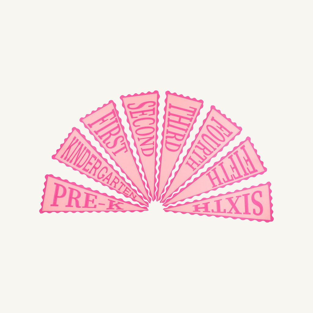 Back to School Picture Perfect Scalloped Pennant Pink/Dark Pink