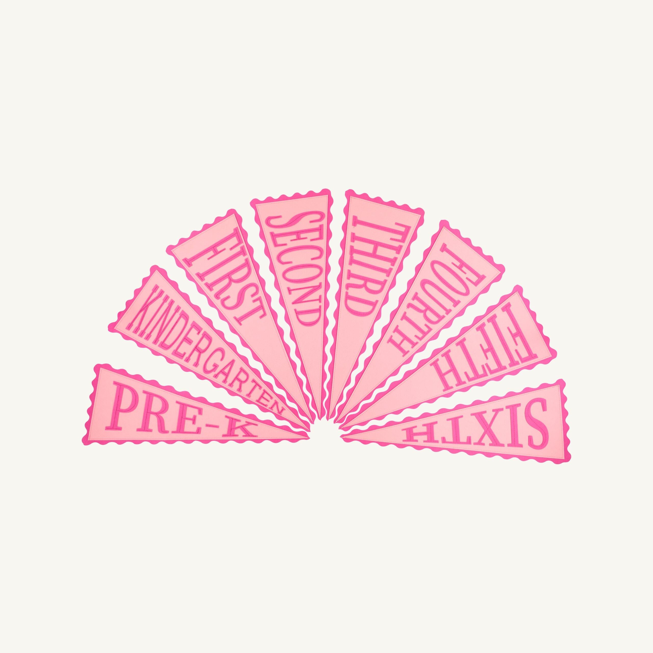 Back to School Picture Perfect Scalloped Pennant Pink/Dark Pink